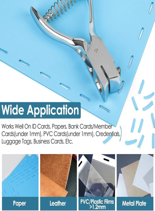 Dotpot Badge Hole Slot Punch for ID Cards Hand Held, One Puncher, 15mm x 3mm Hole, No Burrs Holes, Metal Cards, 1 MM PVC Luggage Tags, Credentials, Silver - Image 2